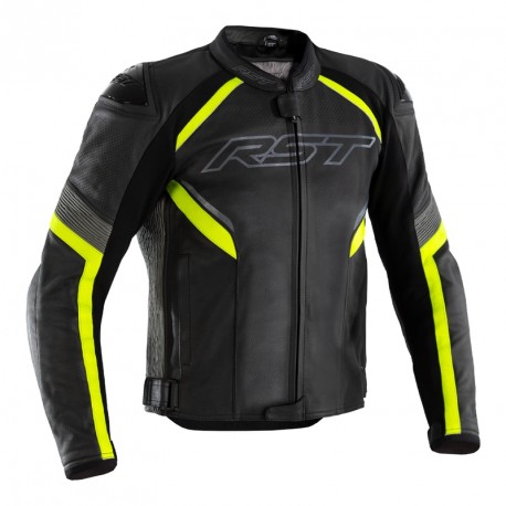 Veste RST Sabre Airbag cuir - noir/jaune fluo